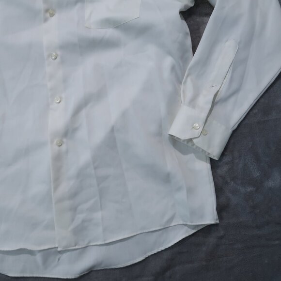 Geoffrey Beene Button Down Mens White Regular Fit Shirt Cotton Blend Neck 16 - Picture 3 of 11